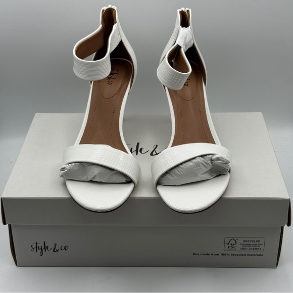 Style & Co Paycee White Heels 8.5M – Zip Back - Picture 2 of 8